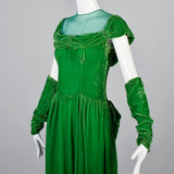 1940s Emerald Green Velvet Dress