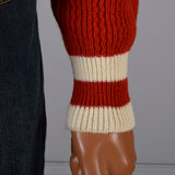 1960s Men's MOD Bright Red Pullover Sweater with White Trim