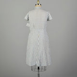 XL 1950s Day Dress Lightweight Volup Striped Casual Short Sleeve Cotton