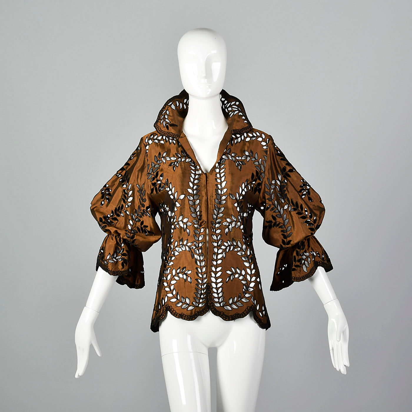 1980s Victor Costa Bronze Metallic Blouse