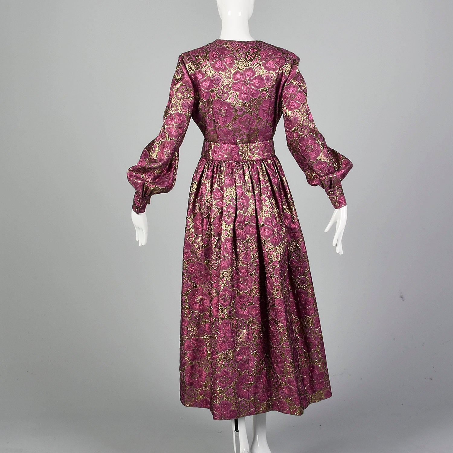 1970s Eddy George Metallic Pink Maxi Dress