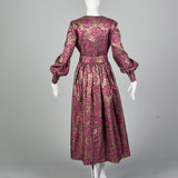 1970s Eddy George Metallic Pink Maxi Dress