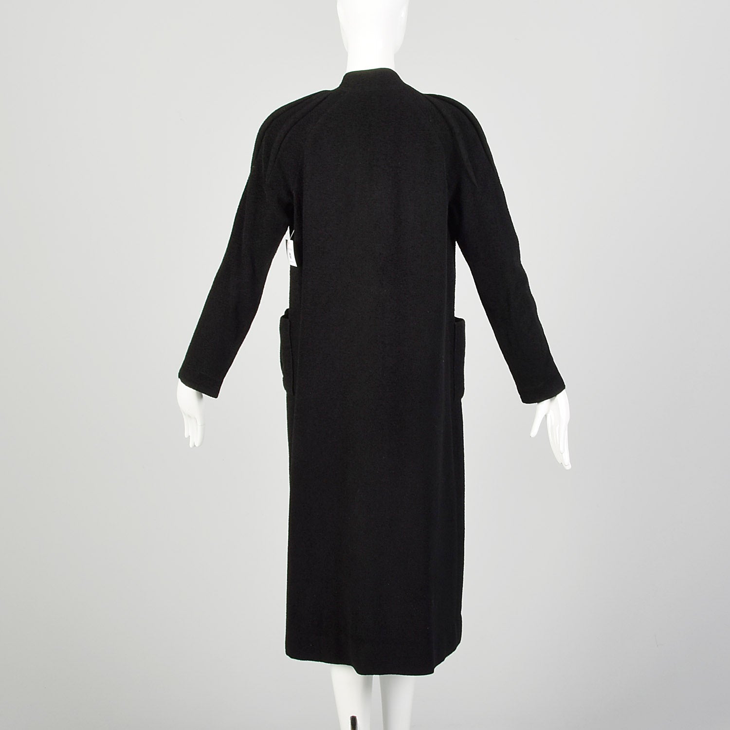 Medium 1930s Swing Coat Long Sleeve Soft Black Patch Pockets Winter