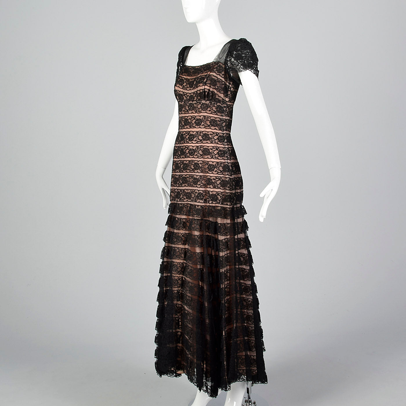 1940s Black Lace Mermaid Dress