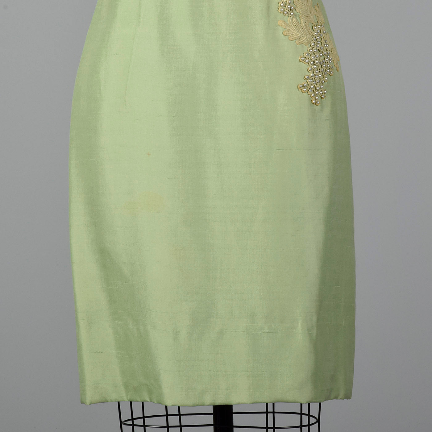 1960s Green Silk Shift Dress