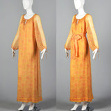 1970s Treacy Lowe Bohemian Silk Maxi Dress