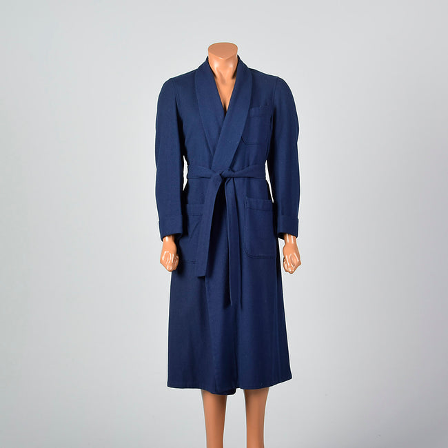 1950s Mens Pendleton Blue Wool Robe