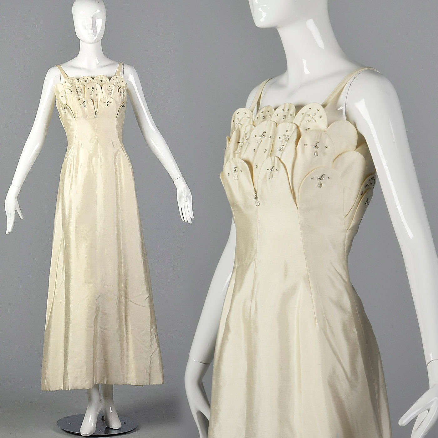 1960s Off White Formal Evening Gown or Wedding Dress Style & Salvage 1960s Off White Formal Evening Gown or Wedding Dress Style & Salvage
