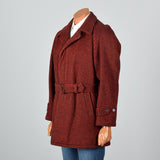 1950s Men's Red Plaid Belted Winter Workwear Coat
