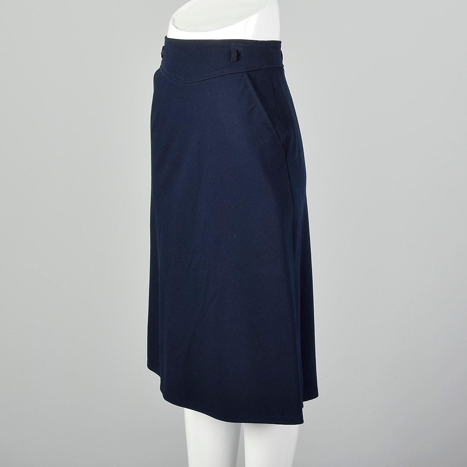 Anne Klein Navy Straight Wool Skirt