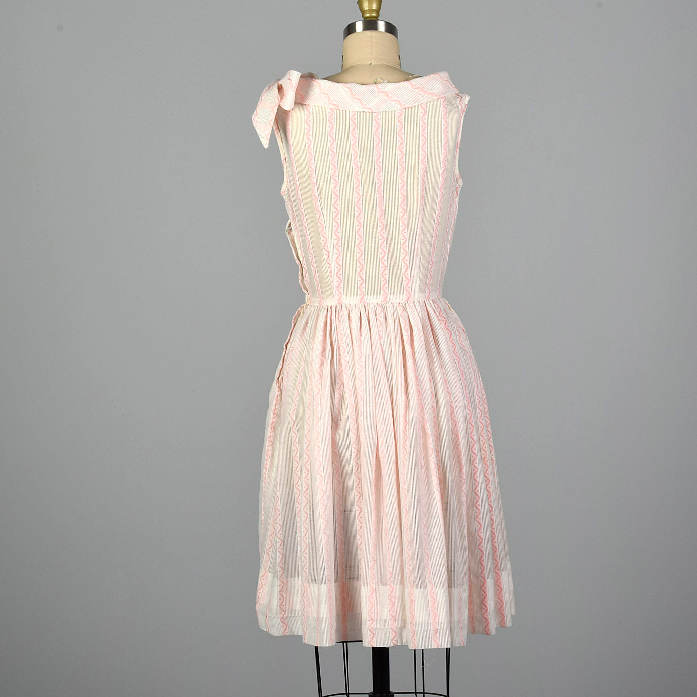 1950s Pink and White Sheer Day Dress