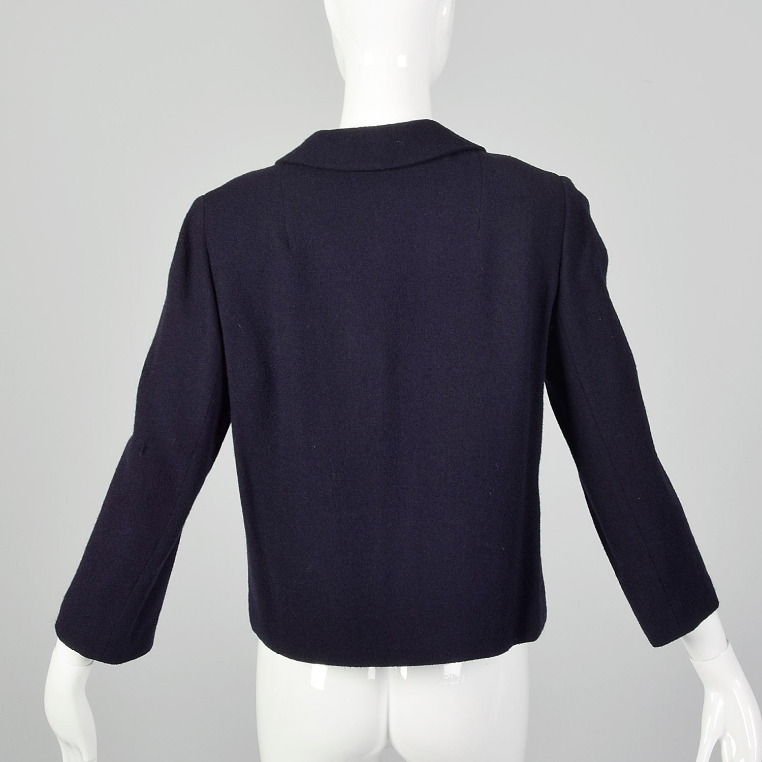 Medium 1960s Navy Blue Peter Pan Collar Wool Jacket
