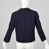 Medium 1960s Navy Blue Peter Pan Collar Wool Jacket