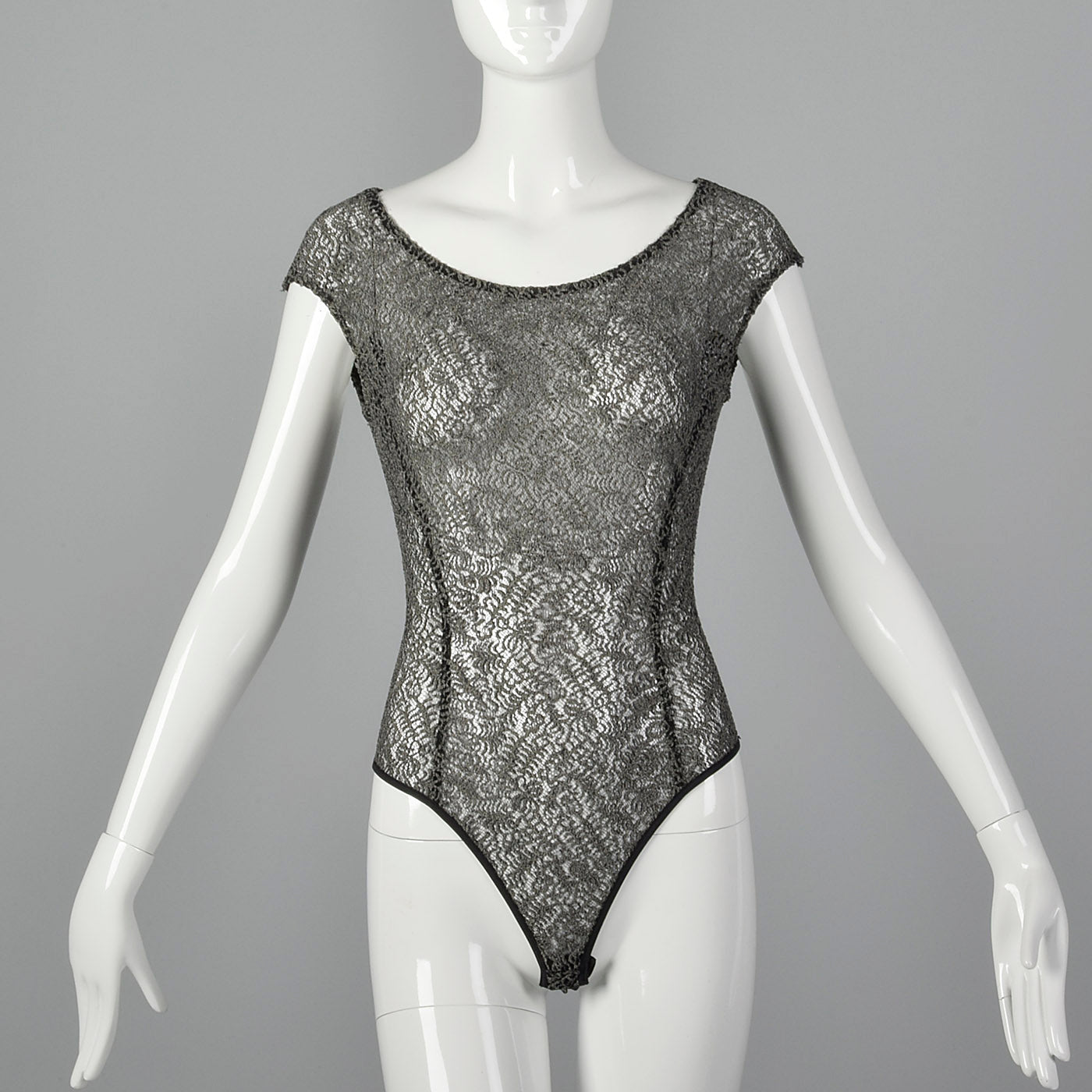 1980s Donna Karan Gray Bodysuit