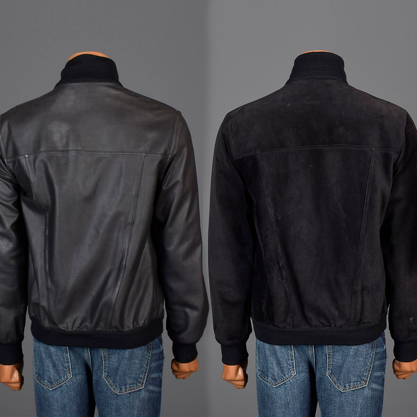 Medium Battaglia 1980s Reversible Black Leather Jacket