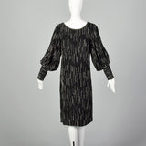 1980s Argenti Black Silk Beaded Dress