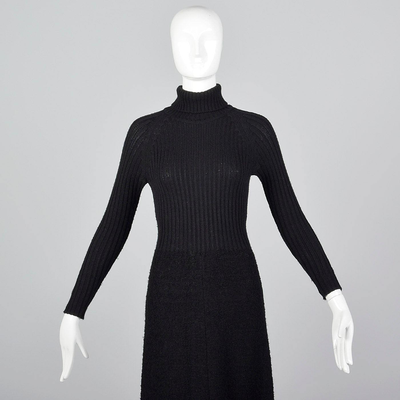 1970s Marni Knits Tight Black Turtleneck Dress