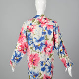 1980s Floral Print Skirt Suit with Oversized Blazer