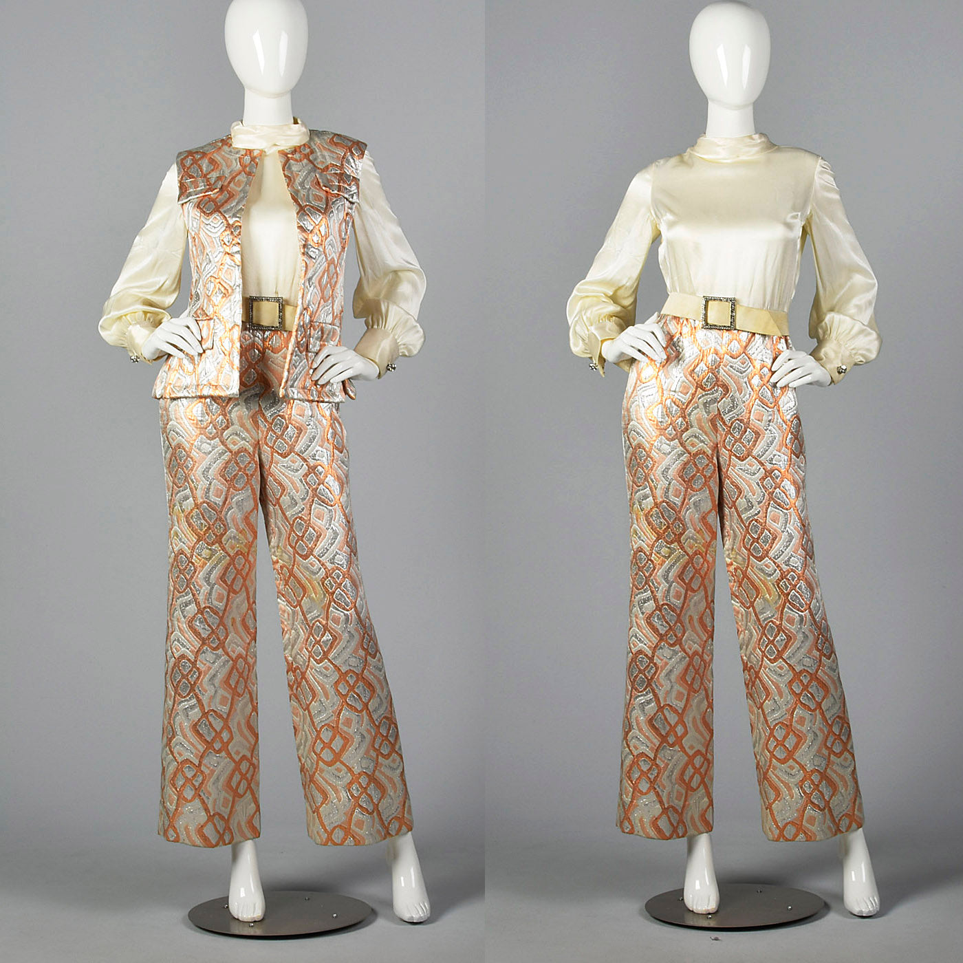 1970s Malcolm Starr Metallic Brocade Jumpsuit