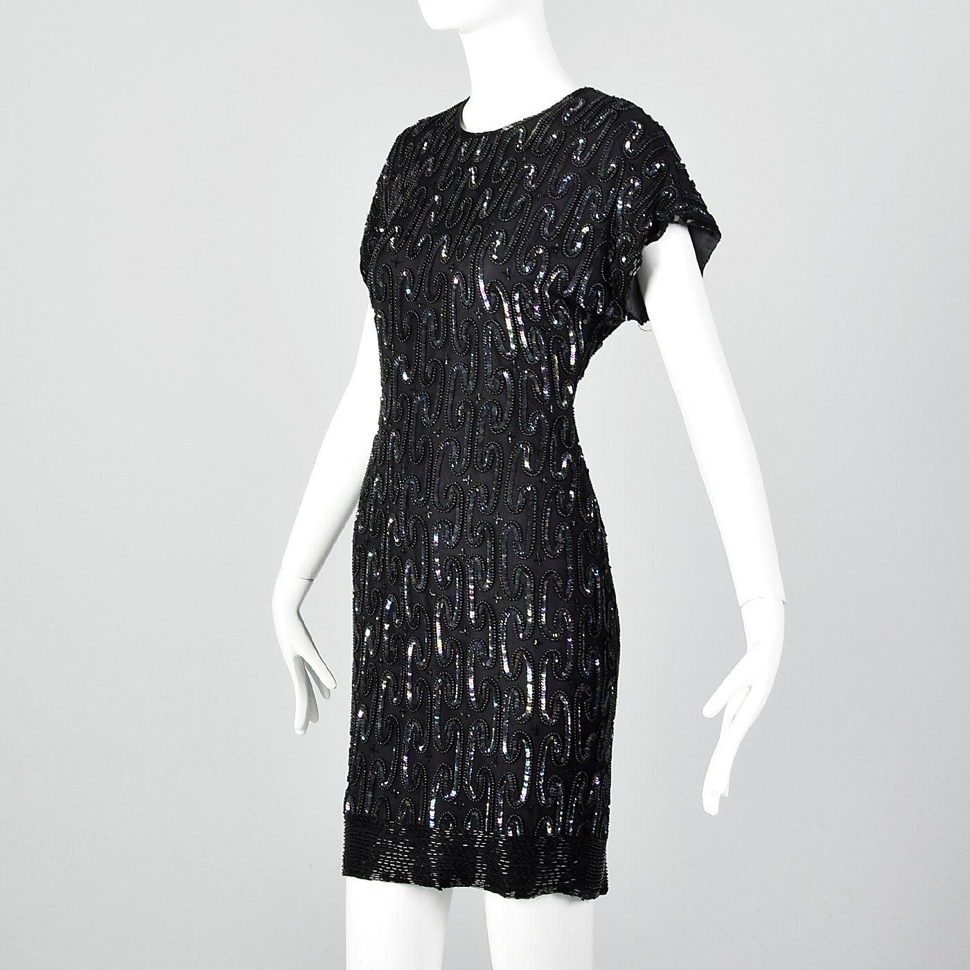 1990s Black Beaded Cocktail Dress Style & Salvage 1990s Black Beaded Cocktail Dress Style & Salvage