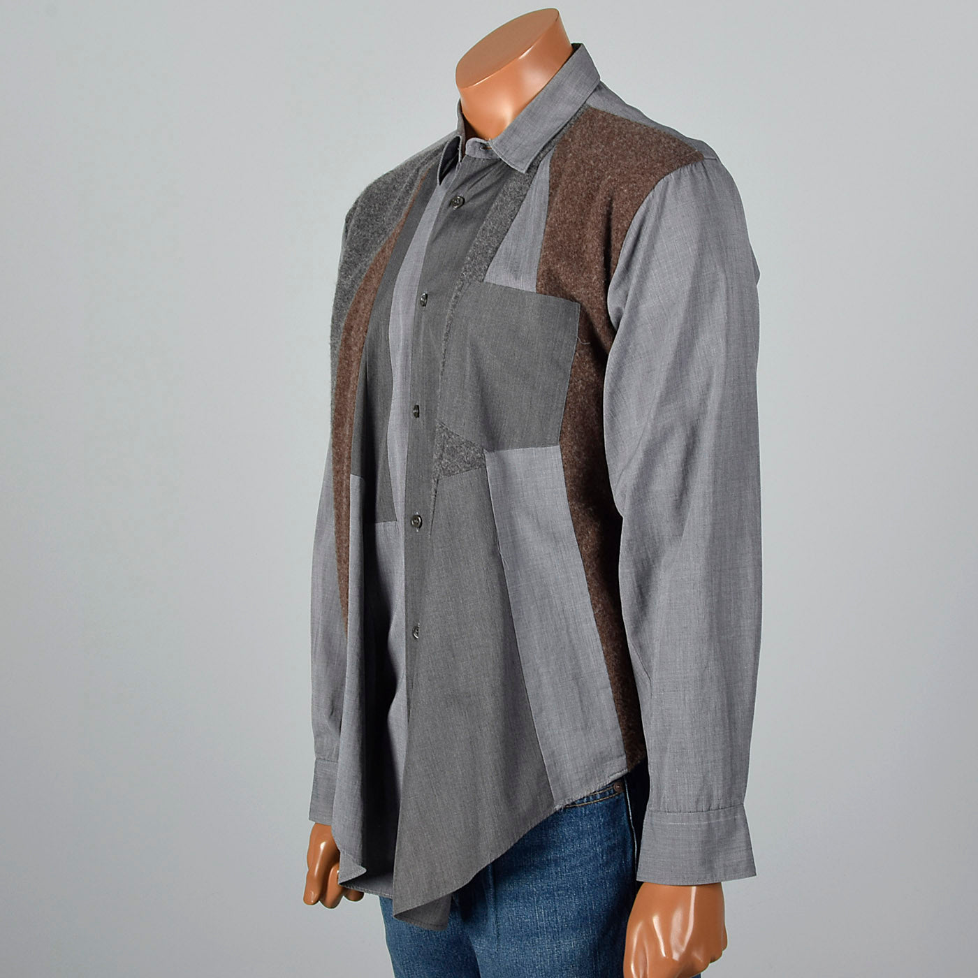 2000s Comme des Garcons SHIRT Patchwork Swing Button Down