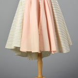 1950s White Party Dress with Sheer Mesh Stripes