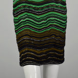 Medium M Missoni Green Knit Dress Blue Striped Long Sleeve
