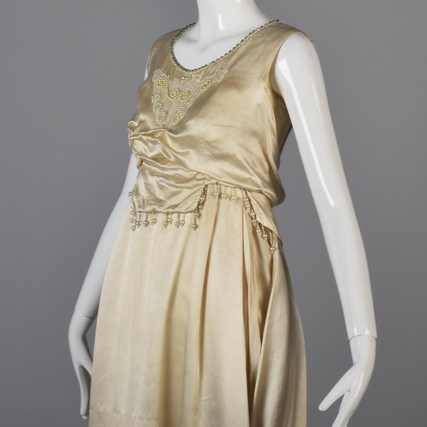 1920s Ivory Silk Wedding Dress