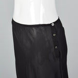 1940s Black Half Slip with Scalloped Sheer Lace Hem