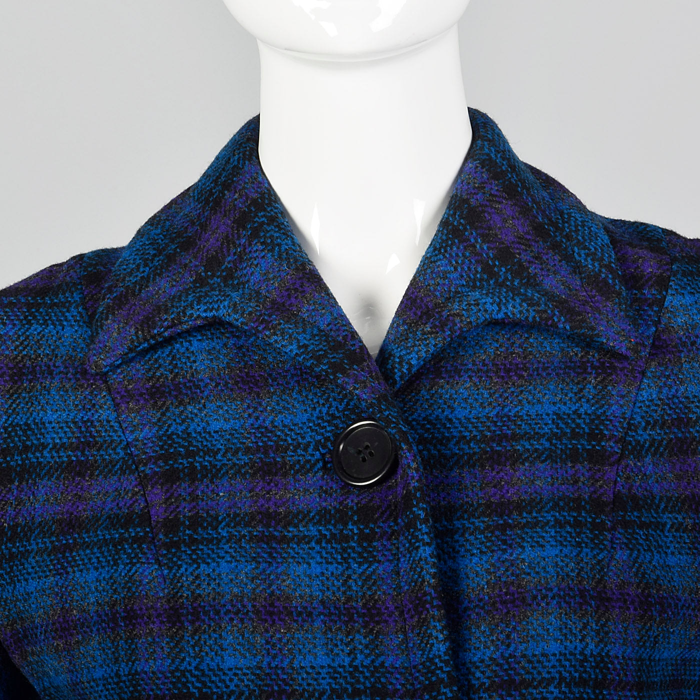 1960s Pendleton Wool Skirt Suit in Blue and Purple Plaid