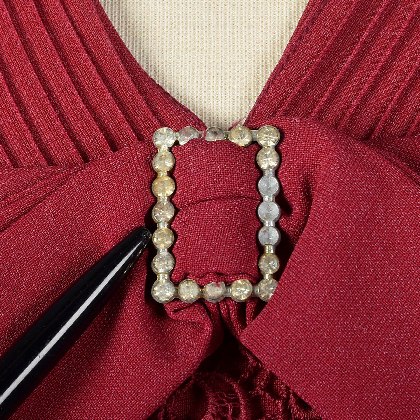 1950s Burgundy Dress with Lace Overlay