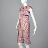 1930s Purple Day Dress in a Sheer Floral Print