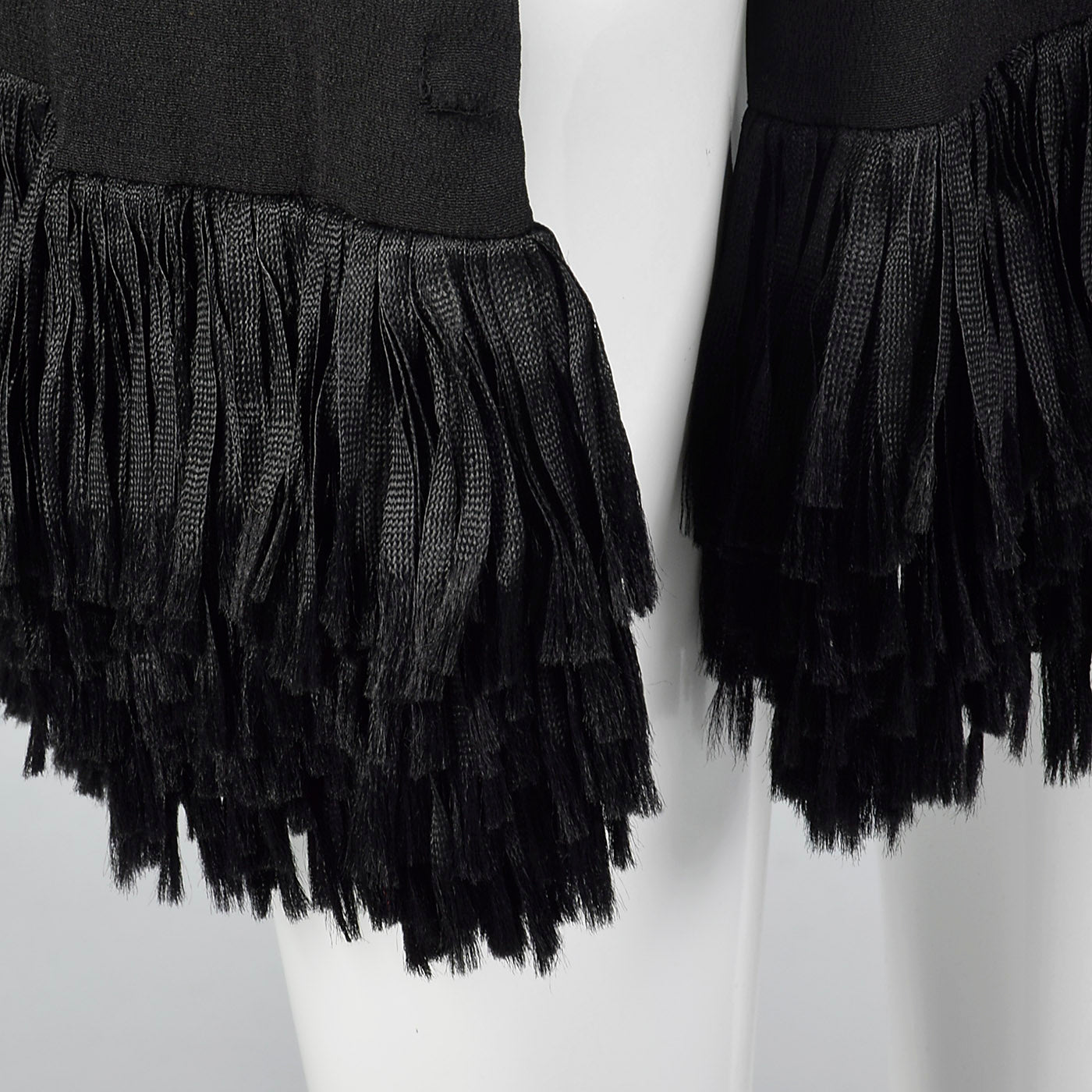 1920s Black Silk Flapper Coat with Fringe Trim