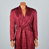 1950s Mens Deadstock Burgundy Robe with Shawl Collar