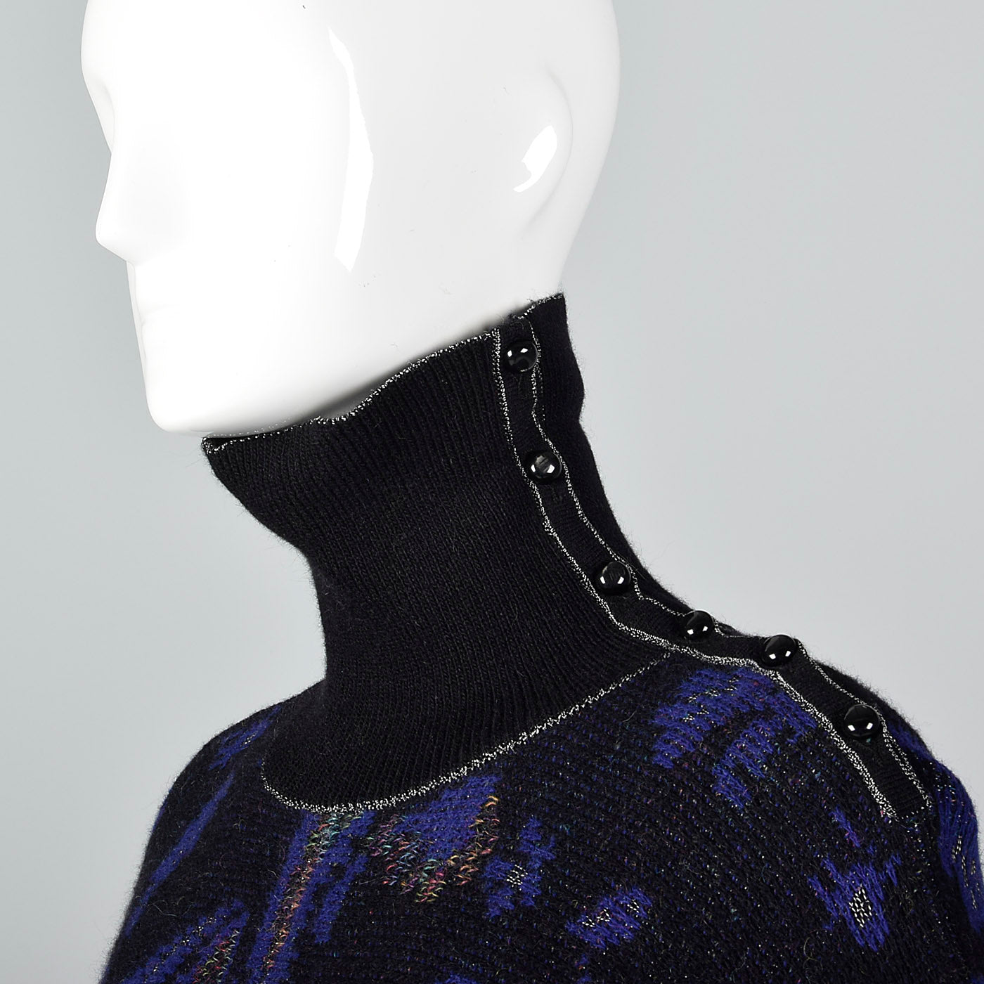 1980s Emanuel Ungaro Wool Sweater Dress with Button Up Turtleneck