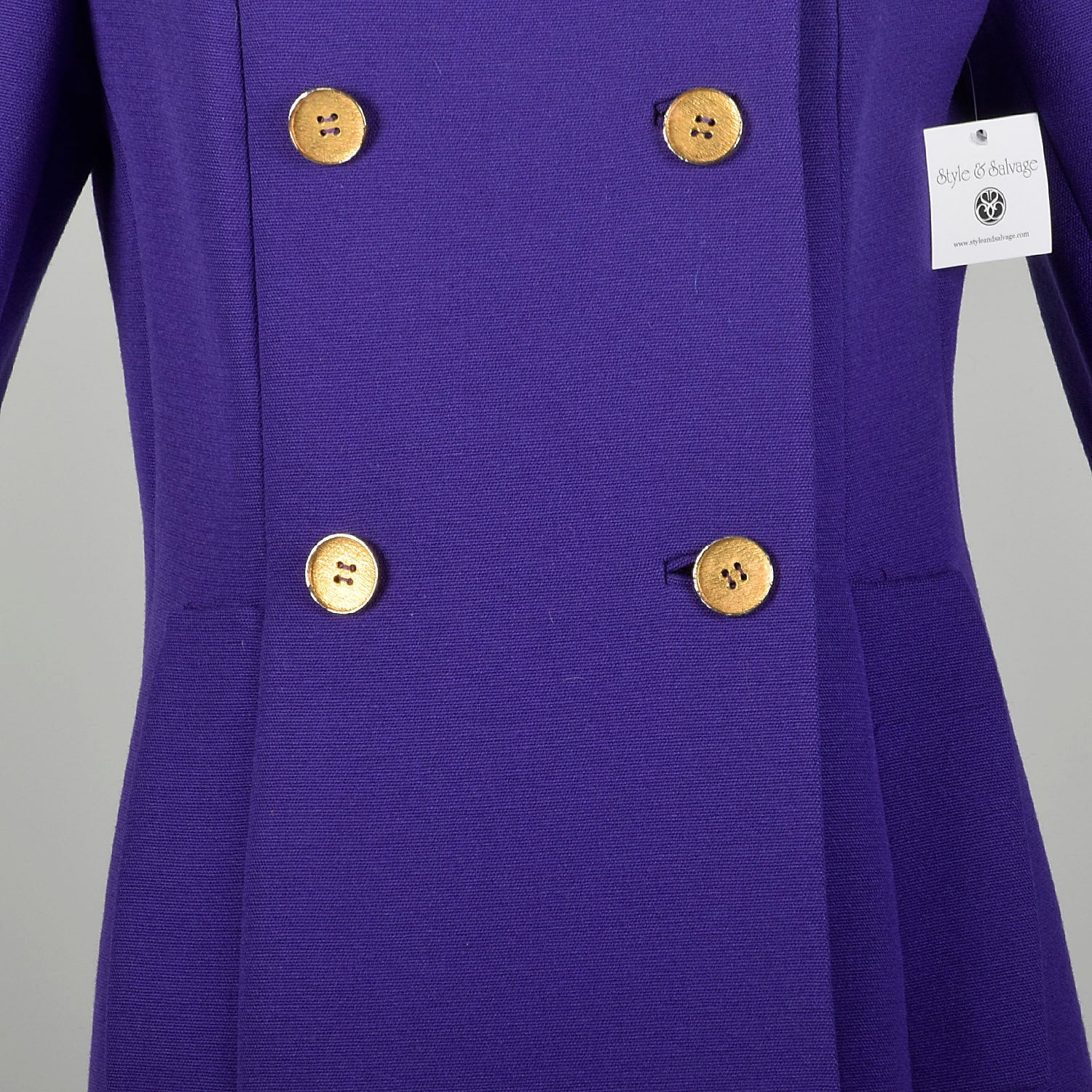 Small 1960s Coat Purple Mod Winter Outerwear Double Breasted