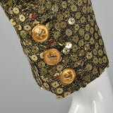Medium Sonia Rykiel 1980s Gold Sequin Blazer