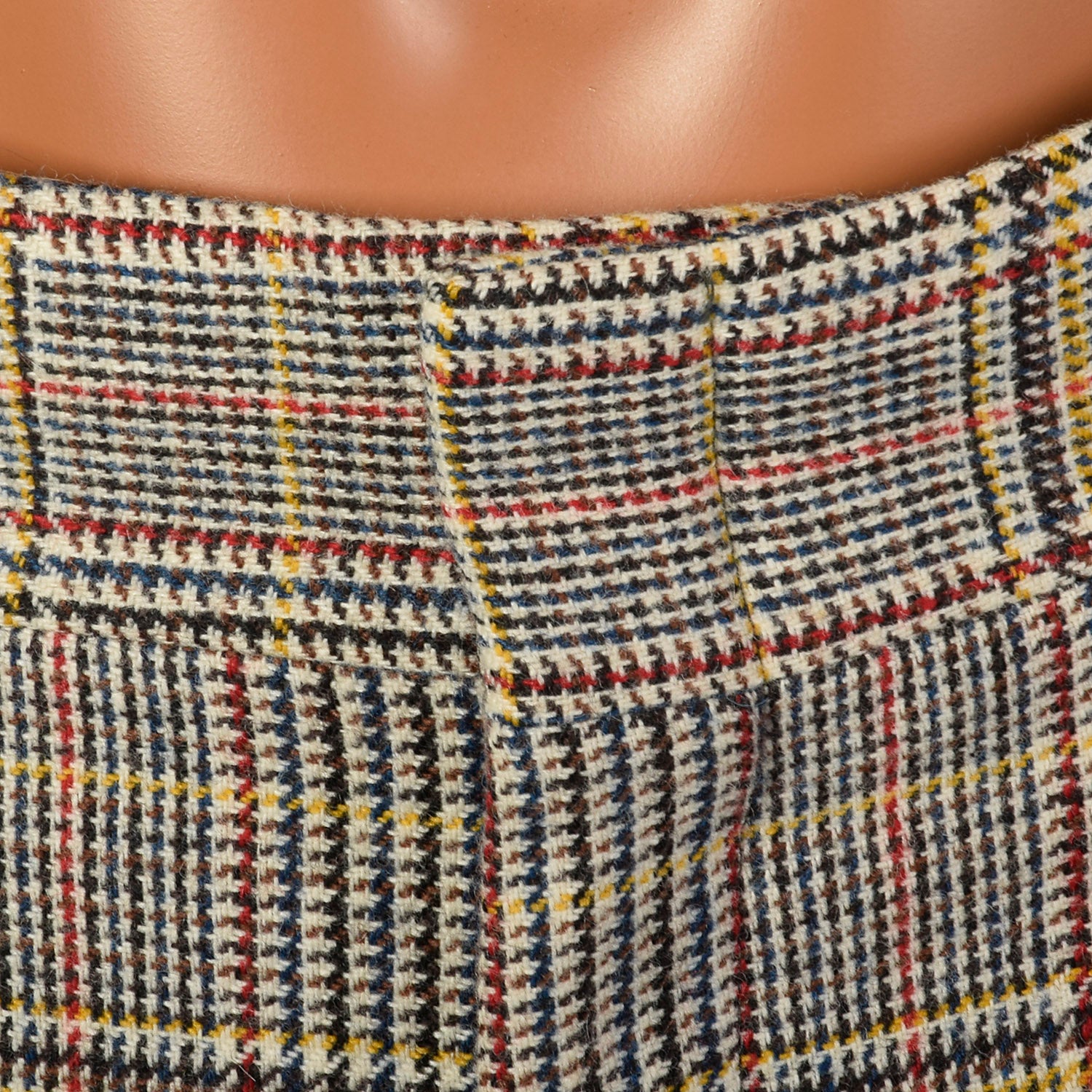 Small 1960s Mens Plaid Wool Pants Flat Front Straight Leg Short