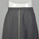Medium 1950s Gray Wool Skirt with Dove Gray Details