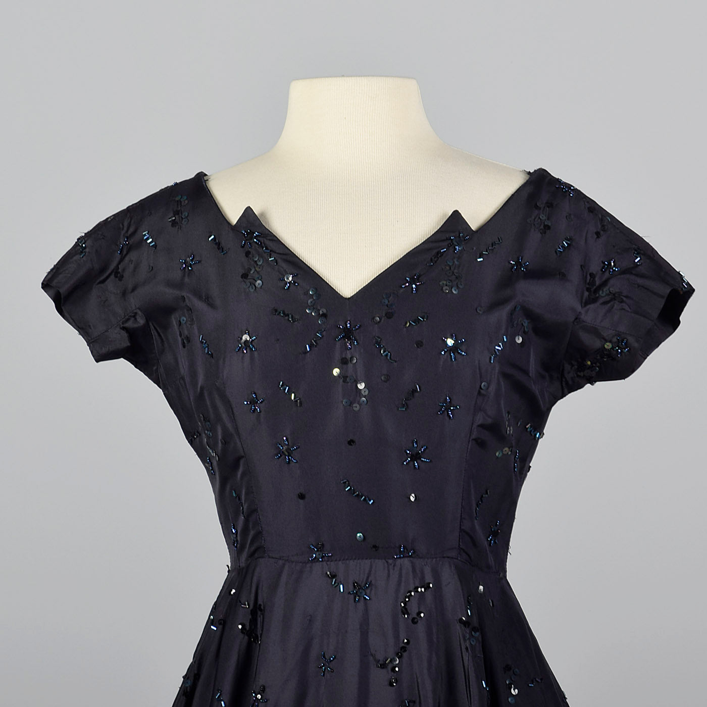 1950s Navy Party Dress with Bubble Skirt