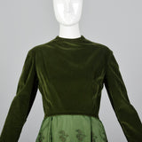 1960s Green Dress with Velvet Bodice