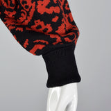 1980s Jaeger Oversized Abstract Sweater in Red & Black
