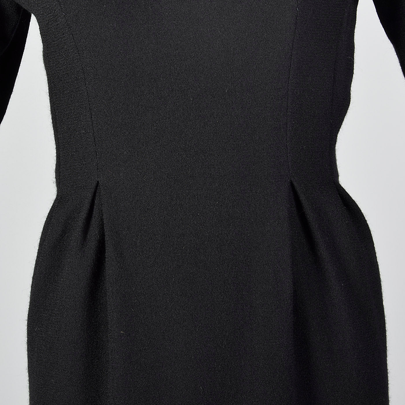 1980s Bill Blass Black Wool Pencil Dress