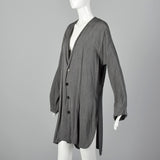 1990s Grey Tunic Style Cardigan