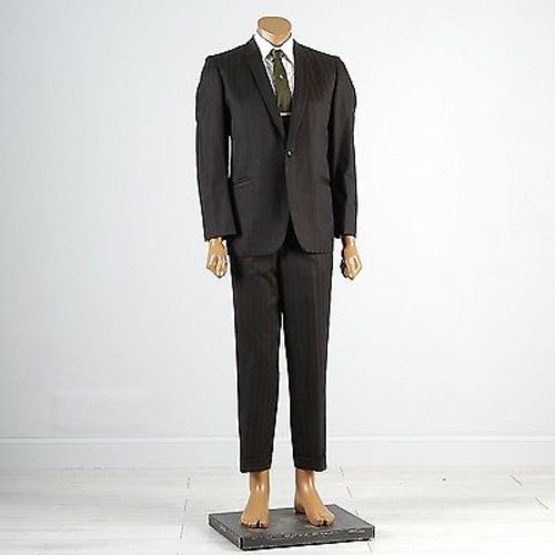 1960s Mens Black and Brown Stripe Sharkskin Suit