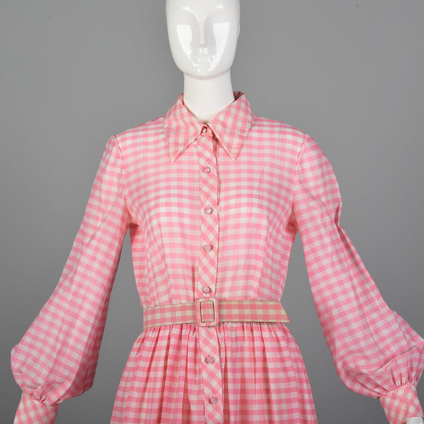 Medium Malcolm Star 1970s Pink Gingham Maxi Dress