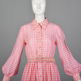 Medium Malcolm Star 1970s Pink Gingham Maxi Dress