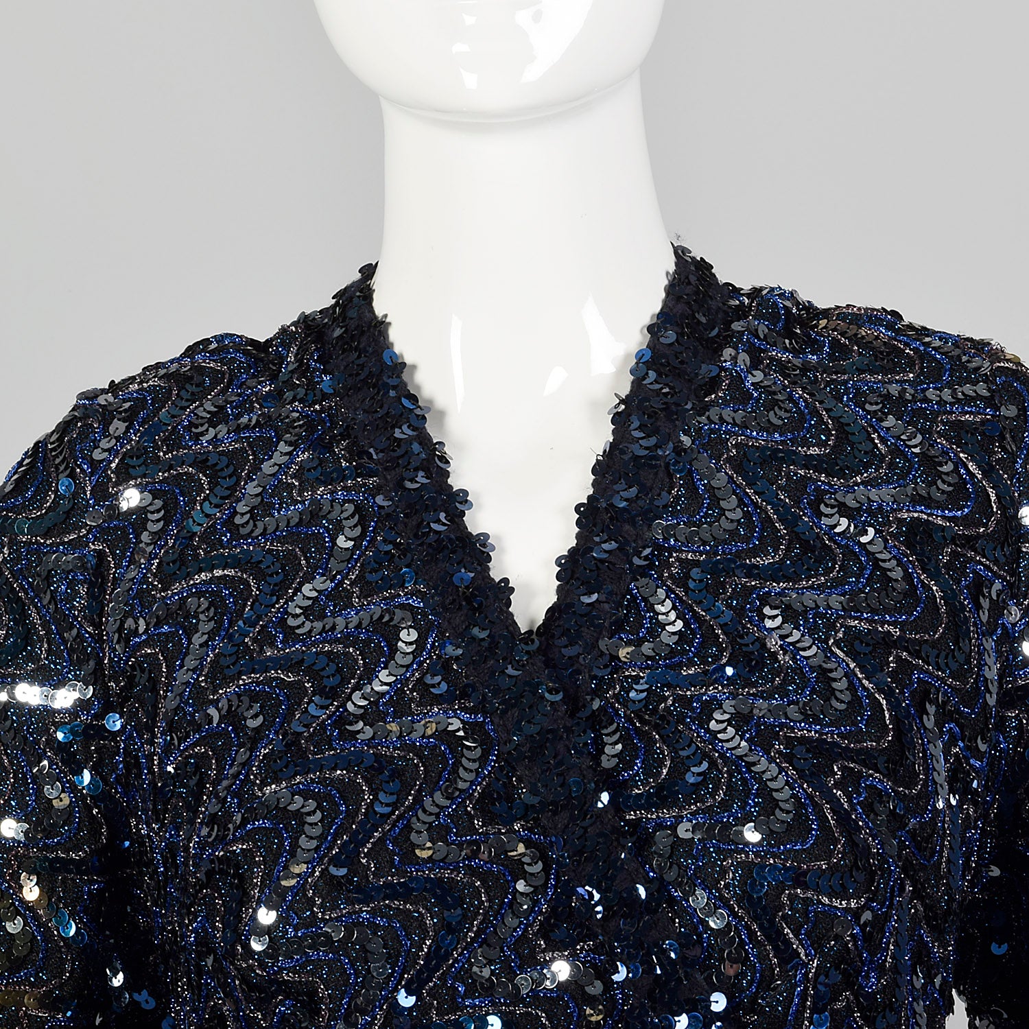 XL-XXL Lilli Diamond 1970s Blue Sequin Long Dress