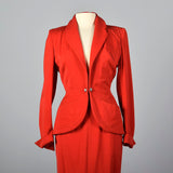 1950s Schiaparelli Skirt Suit in Bright Red Gabardine