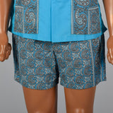 Deadstock 1950s Mens Cabana Set, Loop Collar Shirt & Matching Shorts